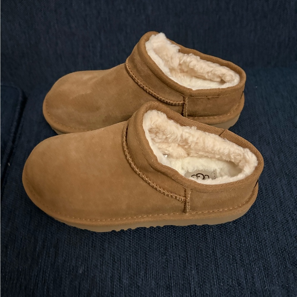 UGG Tan Shearling-Lined Slippers